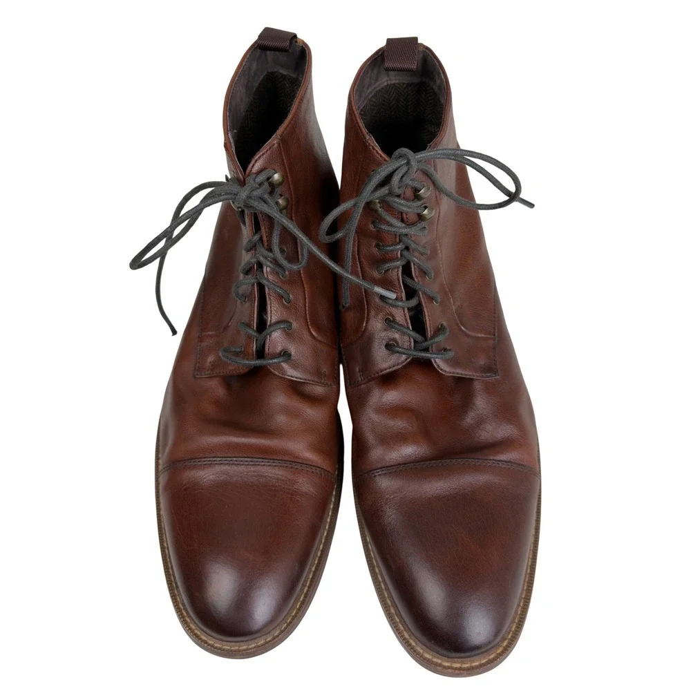 Aston Grey Lonaro Men Size 13 Brown Leather Cap Toe Lace Up Dress Boots Heritage